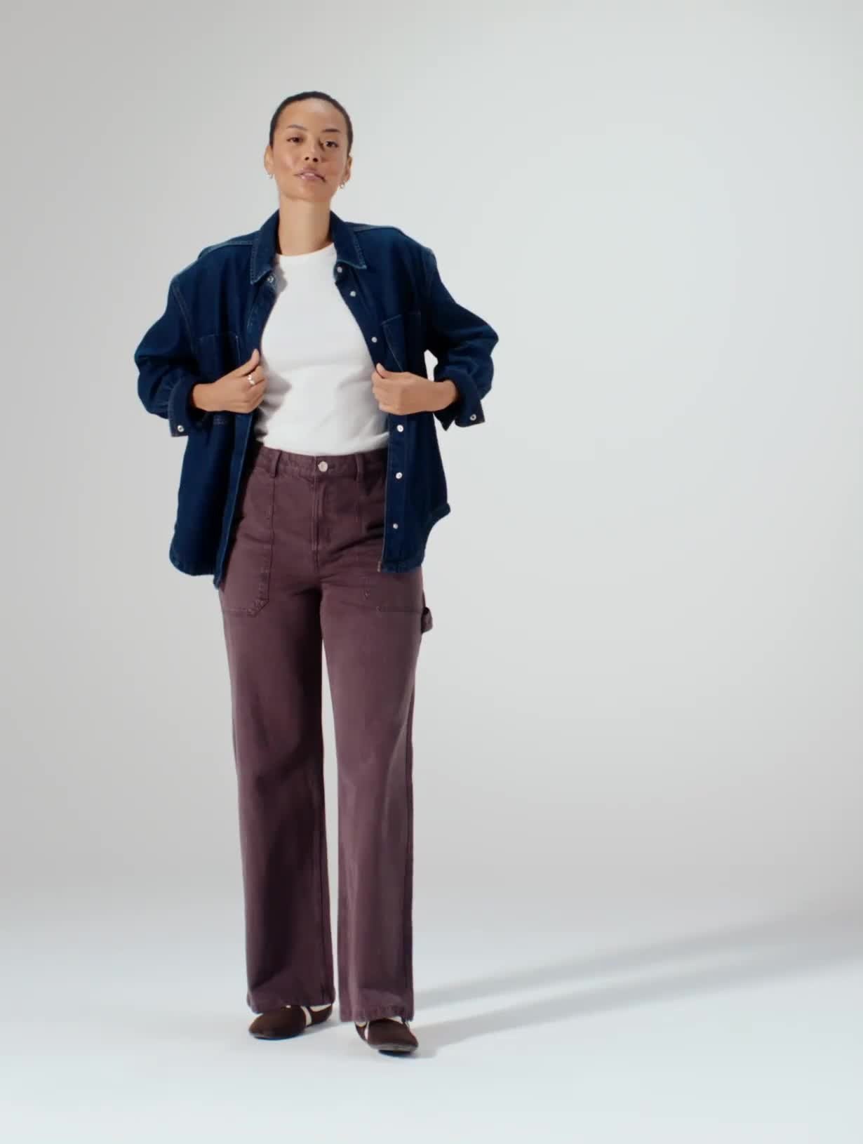 Dark Purple Denim Wide Leg Jeans 20L - Video 1 thumbnail
